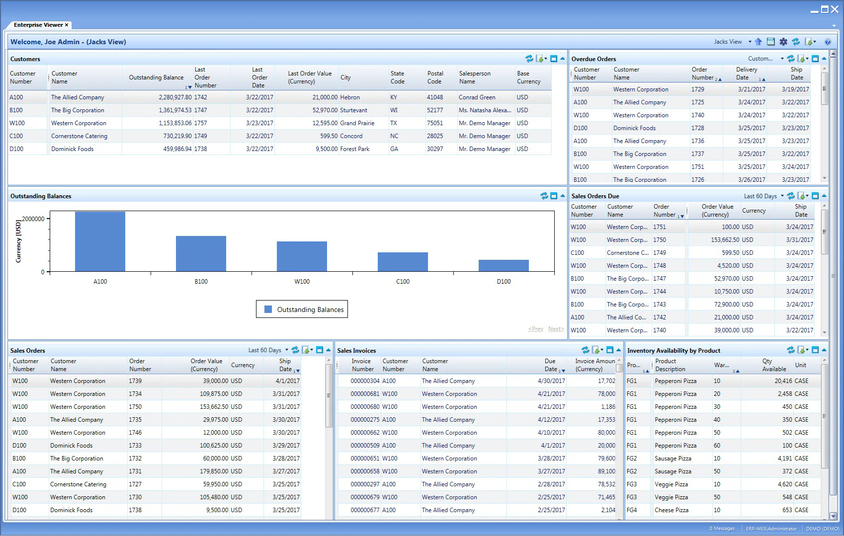 screenshot of Aptean Process Manufacturing ERP Ross Edition